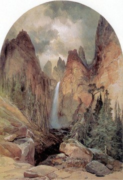 Tower Falls Rocky Mountains School Thomas Moran Oil Paintings